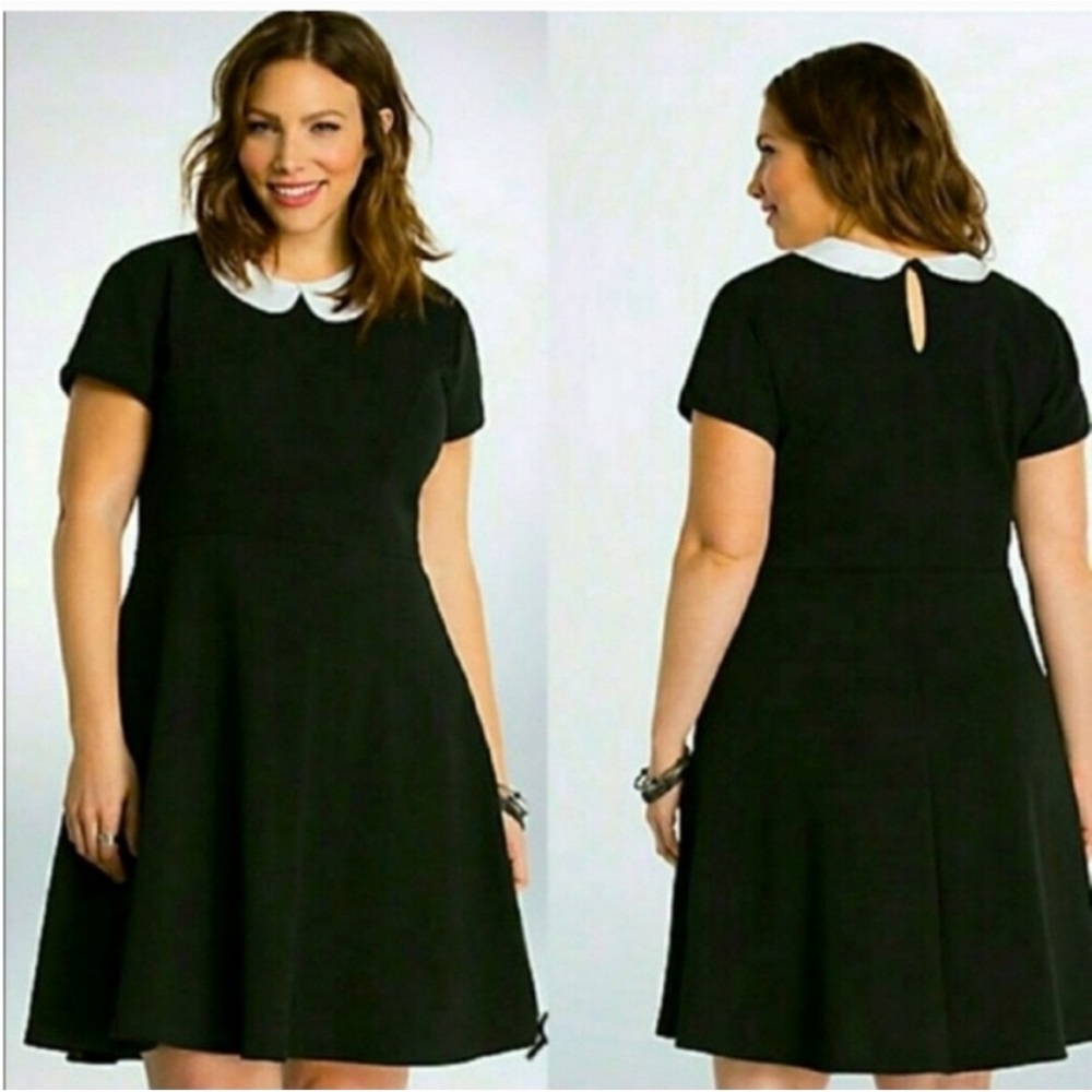 Torrid Black Dress White Peter Pan Collar 2x 18/20 plus size costume Wednesday - Picture 2 of 14